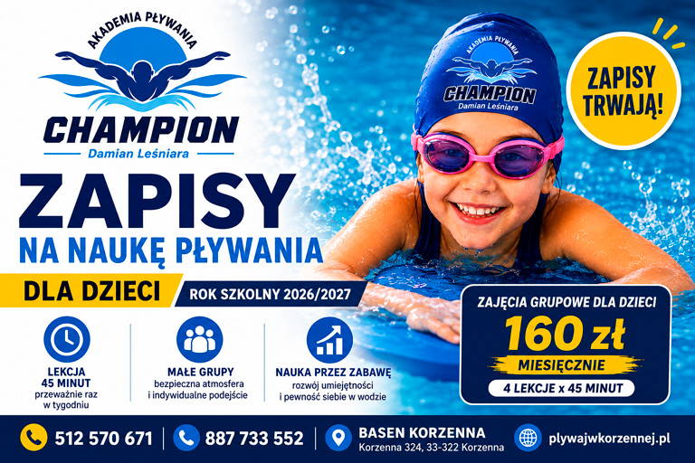 Zapisy na naukę pływania dla dzieci w roku szkolnym 2026/2027