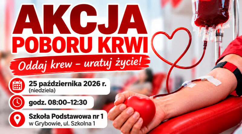 Akcja poboru krwi w Grybowie - 25 października 2026